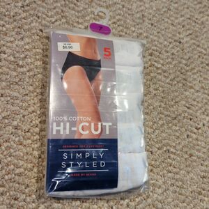 Simply Styled Hi Cut Briefs Panties Womens 7 White 5 Pack Cotton Sears